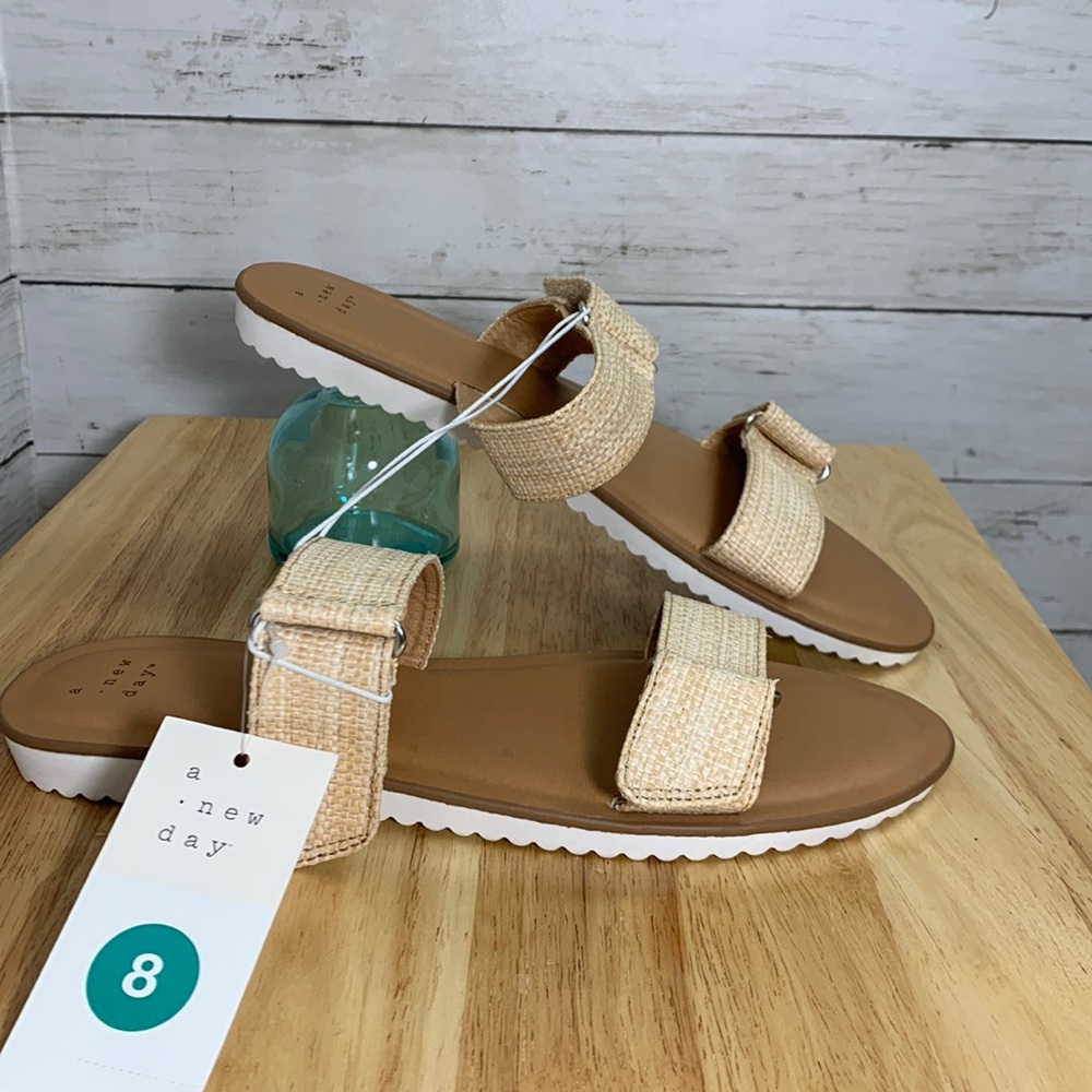 A New Day Velcro Natural Slides Size 7.5/8 NWT!!